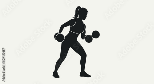 A silhouette of a woman exercising with dumbbells, demonstrating strength training and fitness.