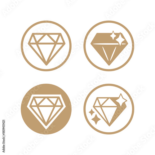 Diamond vector icon. Royal diamond silhouette set icons set. Collection jewellery elements template. 