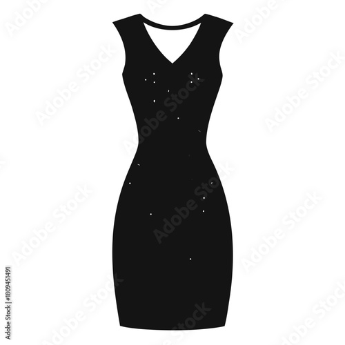 Sequin sheath dress vector clean black silhouette design white background