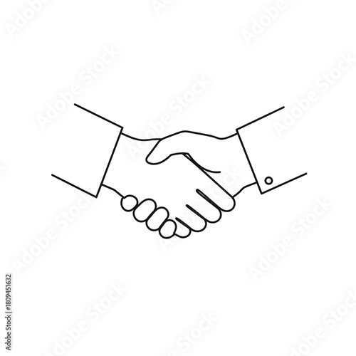 Business handshake line art depicting agreement, partnership, and professional collaboration symbolizing trust and mutual respect in a corporate environment