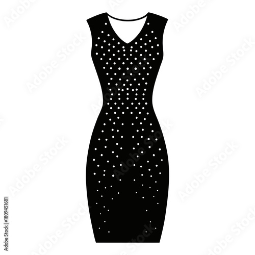 Sequin sheath dress vector clean black silhouette design white background