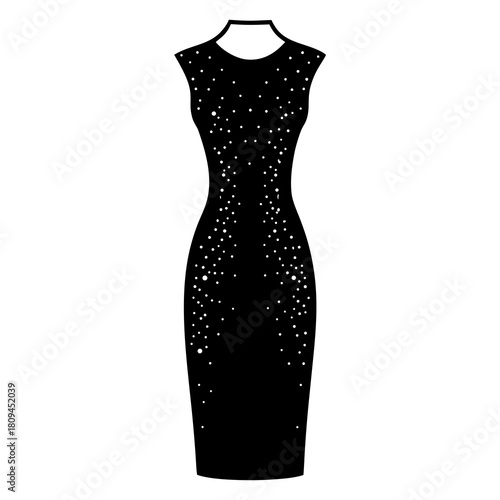 Sequin sheath dress vector clean black silhouette design white background