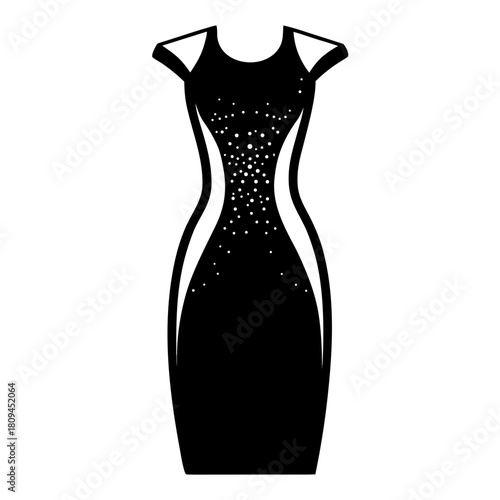 Sequin sheath dress vector clean black silhouette design white background