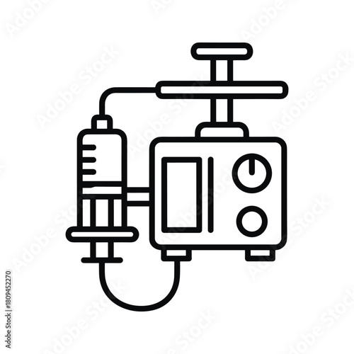 Anesthesia machine line art isolated on, a medical device used to administer anesthesia
