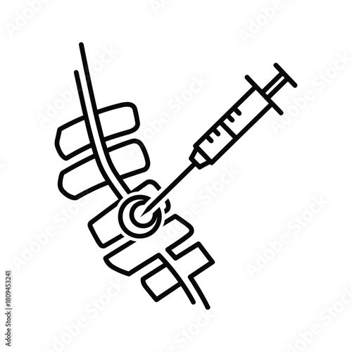 Illustration of spinal anesthesia injection isolated on, representing pain management and medical procedure