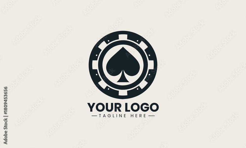 Obraz premium Spade Pokerchip black vector logo