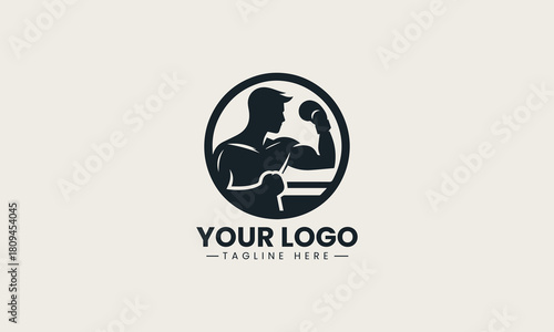 Boxing Fighter black vector logo