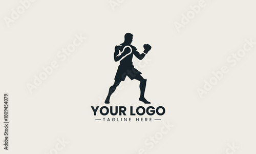 Boxing Fighter black vector logo