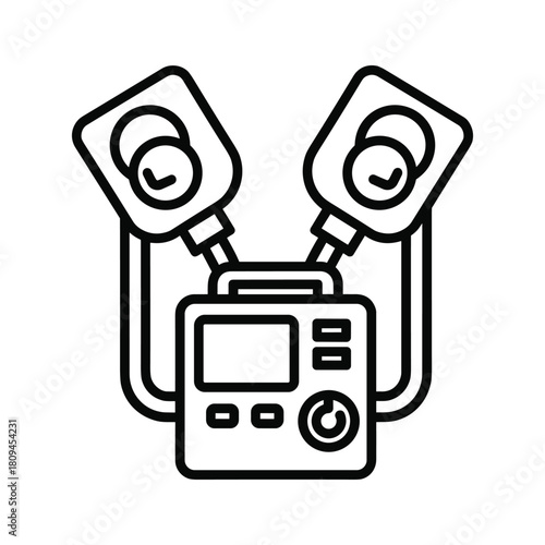 Illustration of a defibrillator isolated on, representing medical equipment and healthcare
