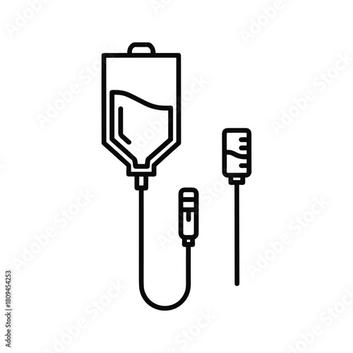Illustration of intravenous drip isolated on, a medical procedure for delivering fluids