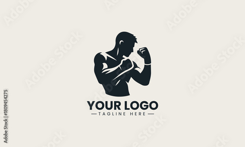 Boxing Fighter black vector logo