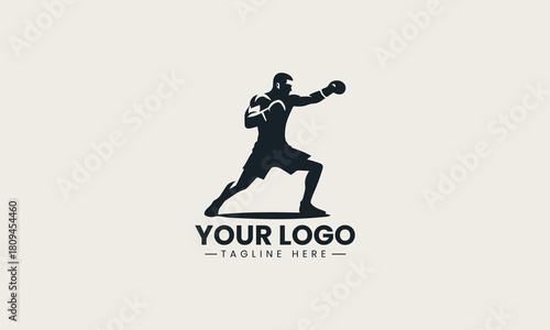 Boxing Fighter black vector logo