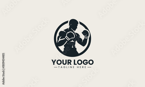 Boxing Fighter black vector logo