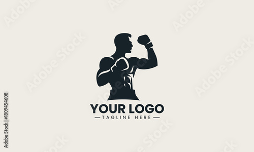 Boxing Fighter black vector logo