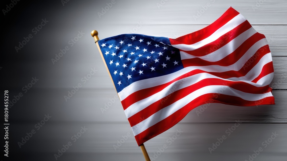 Fototapeta premium Waving American Flag Stock Photo for Patriotism and National Pride, Usa flag