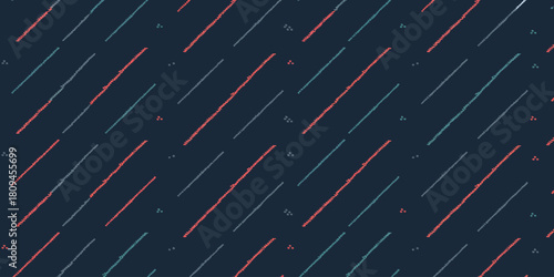 A dark blue background with diagonal lines of red and light blue colors in a repeating pattern