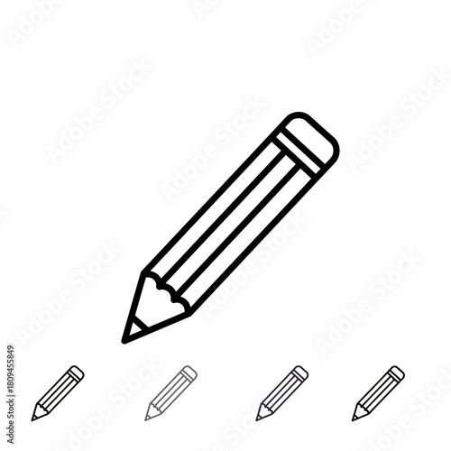 Minimalist pencil outline icon for writing and drawing design projects, educational illustrations and creative content