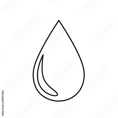 Minimalist water drop illustration conveying purity and hydration on a clean white background, symbolizing freshness and natural resources