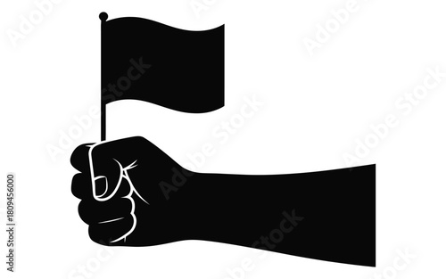Fist holding a black flag silhouette