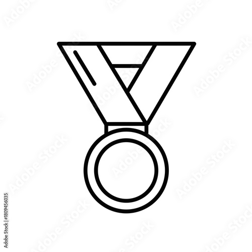 Outline illustration of a medal with ribbon showcasing achievement and recognition in a simple, elegant design