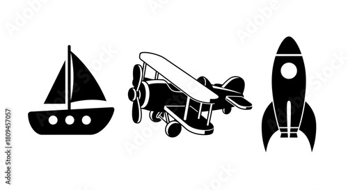 Playful Travel and Toy Vehicle Icons