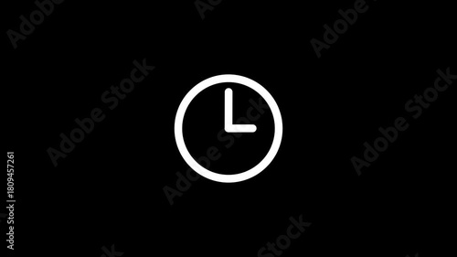 Clock icon animation on white background.