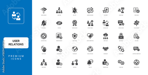 user connections relationaships vector icon collection