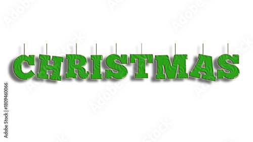 Hanging Green Christmas Text Banner with Festive Holiday Lettering