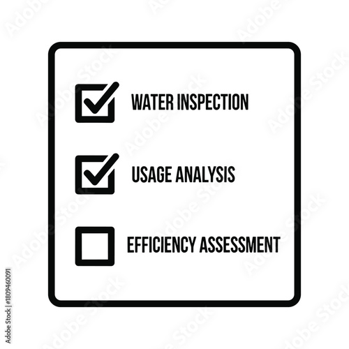 Water inspection and usage analysis checklist icon