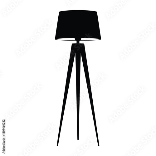 Modern black tripod floor lamp silhouette
