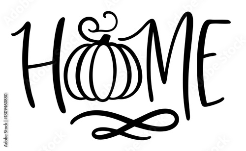 Pumpkin home sign, autumn farmhouse fall decor with handwritten lettering