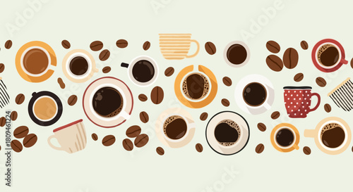 Vector illustration of a vintage coffee word cloud with espresso and cappuccino icons on a brown chalkboard background for cafe menu design