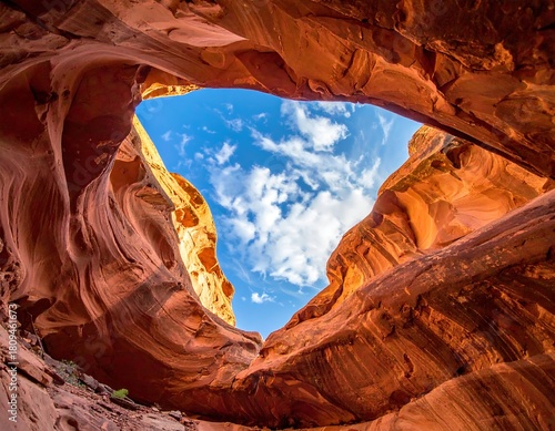 Unique Perspective of a Canyon Sky Through Rock Formation.