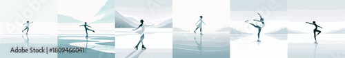 people doing winter sports. Vektor, design, minimalist, illustrations, set icon
