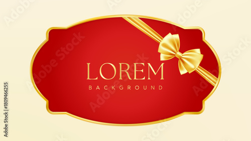 Red Gold Christmas red price tag. Vintage luxury frame