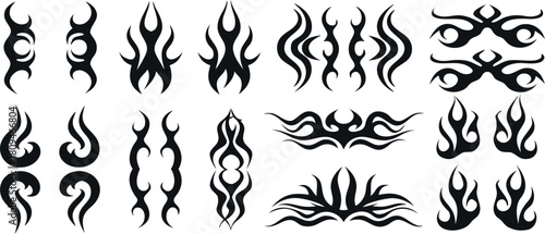  Tattoo or racing vector icon set
