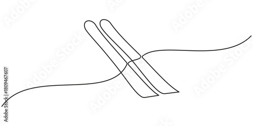 Snowboard continuous one line Vector illustration. Simple line illustration. Editable stroke.