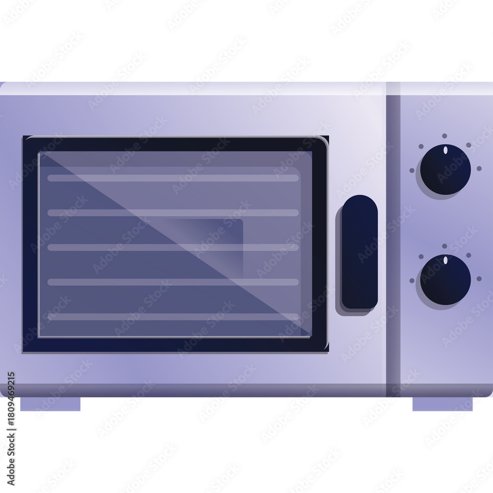 Obraz premium Modern Silver Microwave Oven with Two Control Knobs on a Transparent Background Realistic 3D Rendering