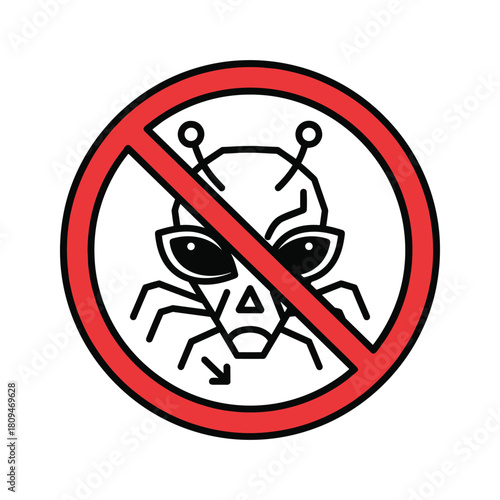 No bugs or alien creatures allowed sign, pest control concept icon