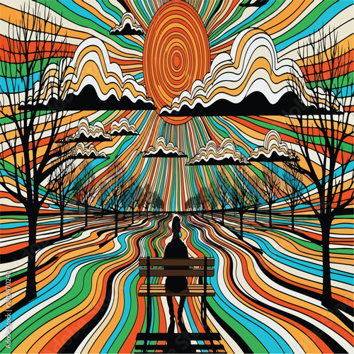 abstract colorful background with a boat