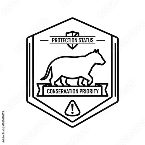 Animal protection status and conservation priority icon with a tapir