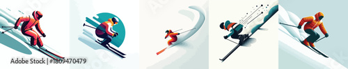 people doing winter sports. Vektor, design, minimalist, illustrations, set icon
