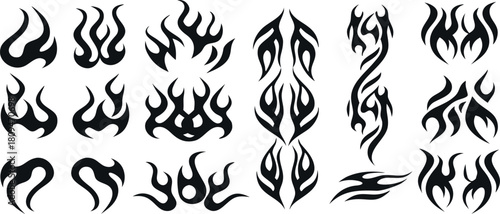 Tattoo or racing vector icon set