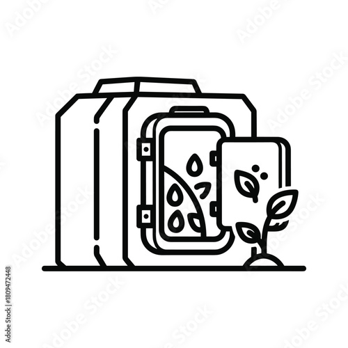 Icon of seed germination and plant growth in a container, agriculture