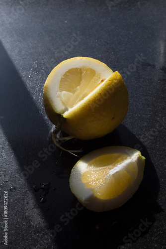 lemon on the black
