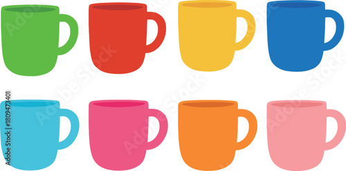 いろんな色のカップのイラスト