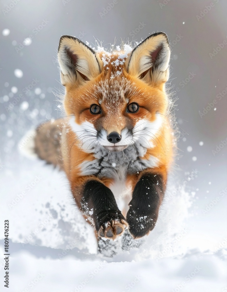 Fototapeta premium Niedliches Fuchsbaby im Schnee