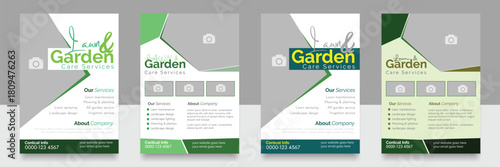 Lawn Care and Gardening Services Flyer Design | Landscaping leaflet design set