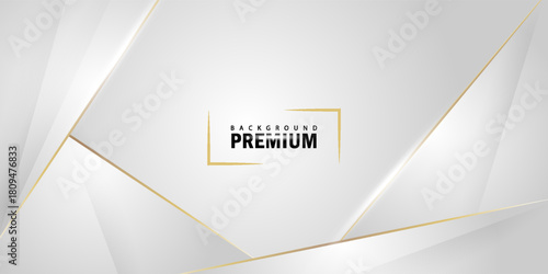 Luxury White and Gold Background with Golden Lines and Paper Cut Style. Premium Gray and Gold Background for Award, Nomination, Ceremony, Formal Invitation or Certificate Design