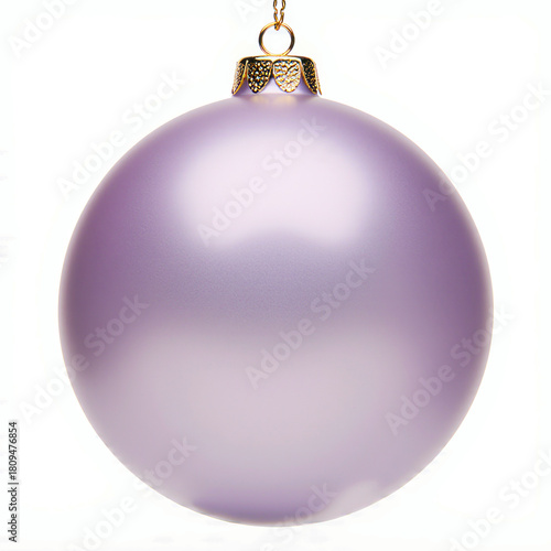 Single lilac christmas ornament on white background